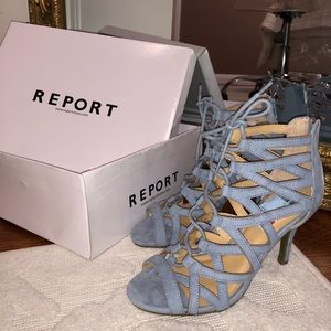 Report Blue Heeled Sandals